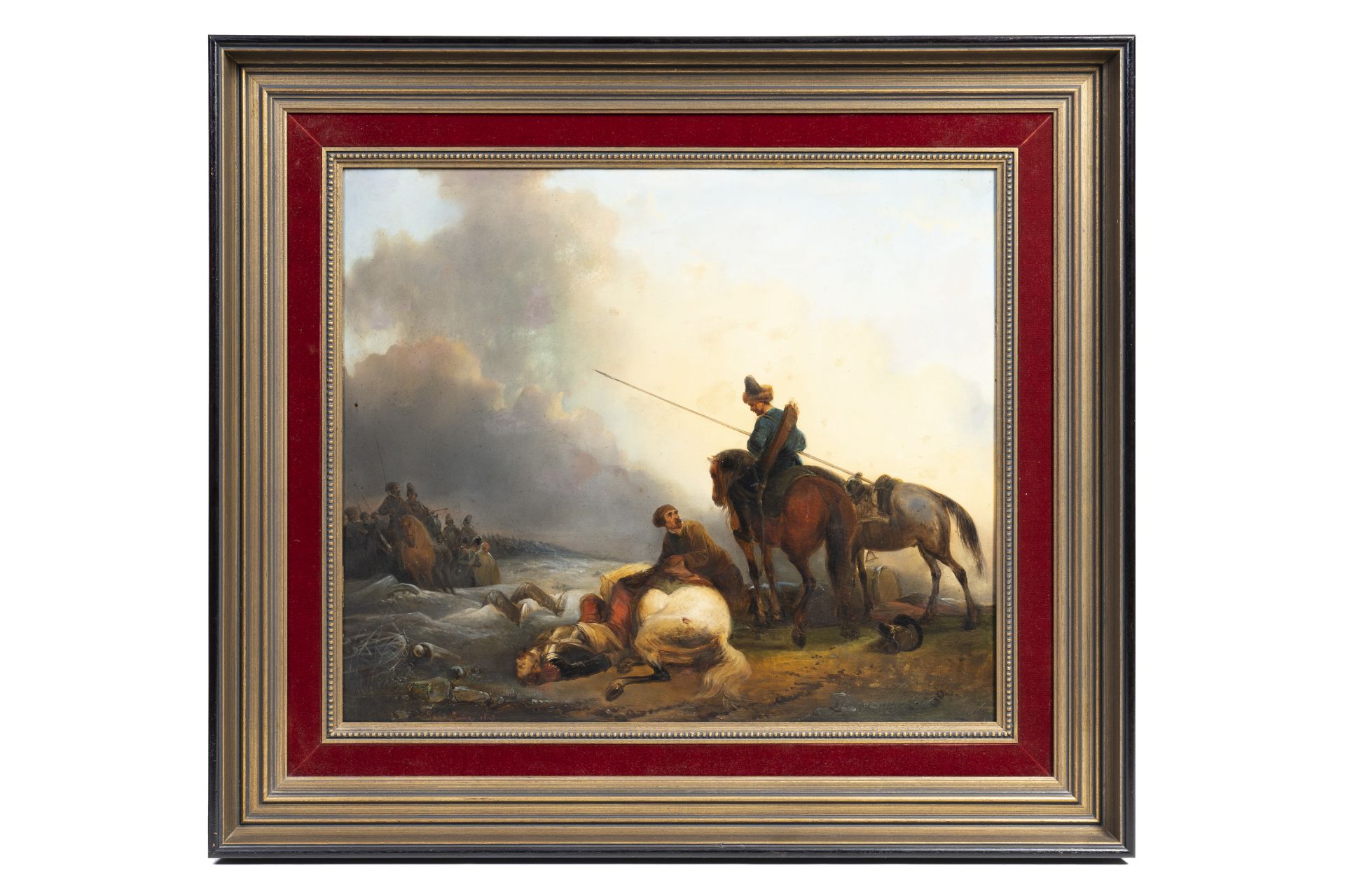 Joseph Jacobs (1806-1856): The end of the battle, oil on panel, dated 1843 - Image 2 of 5