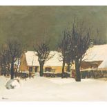 Albert Jozef Claeys (1889-1967): Winter landscape with farm, oil on canvas