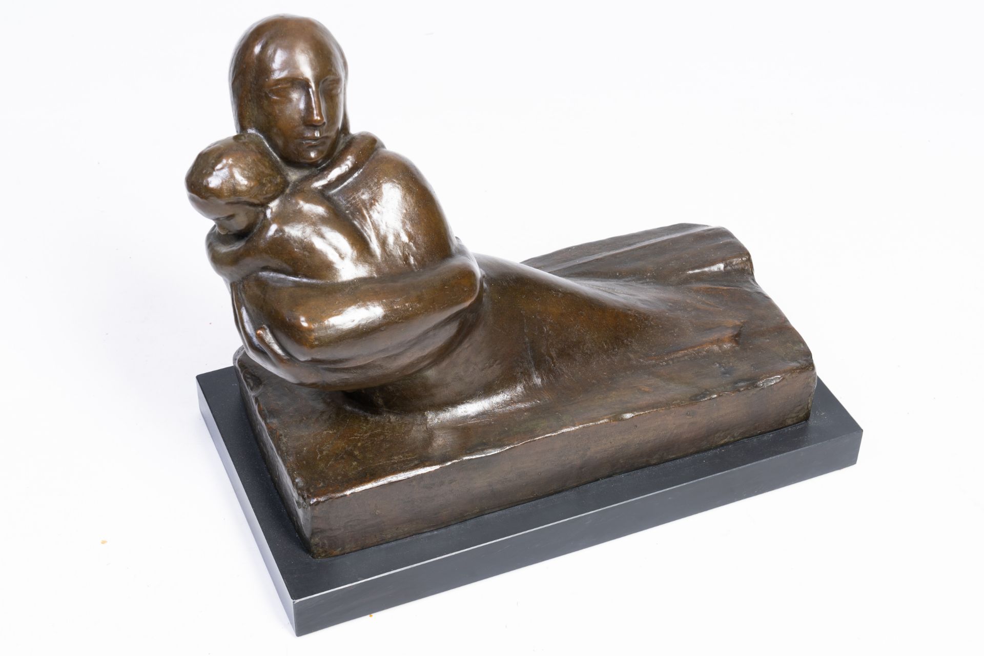 George Minne (1866-1941): 'L'extase maternelle' or 'Maternite', brown patinated bronze on a natural - Image 7 of 7