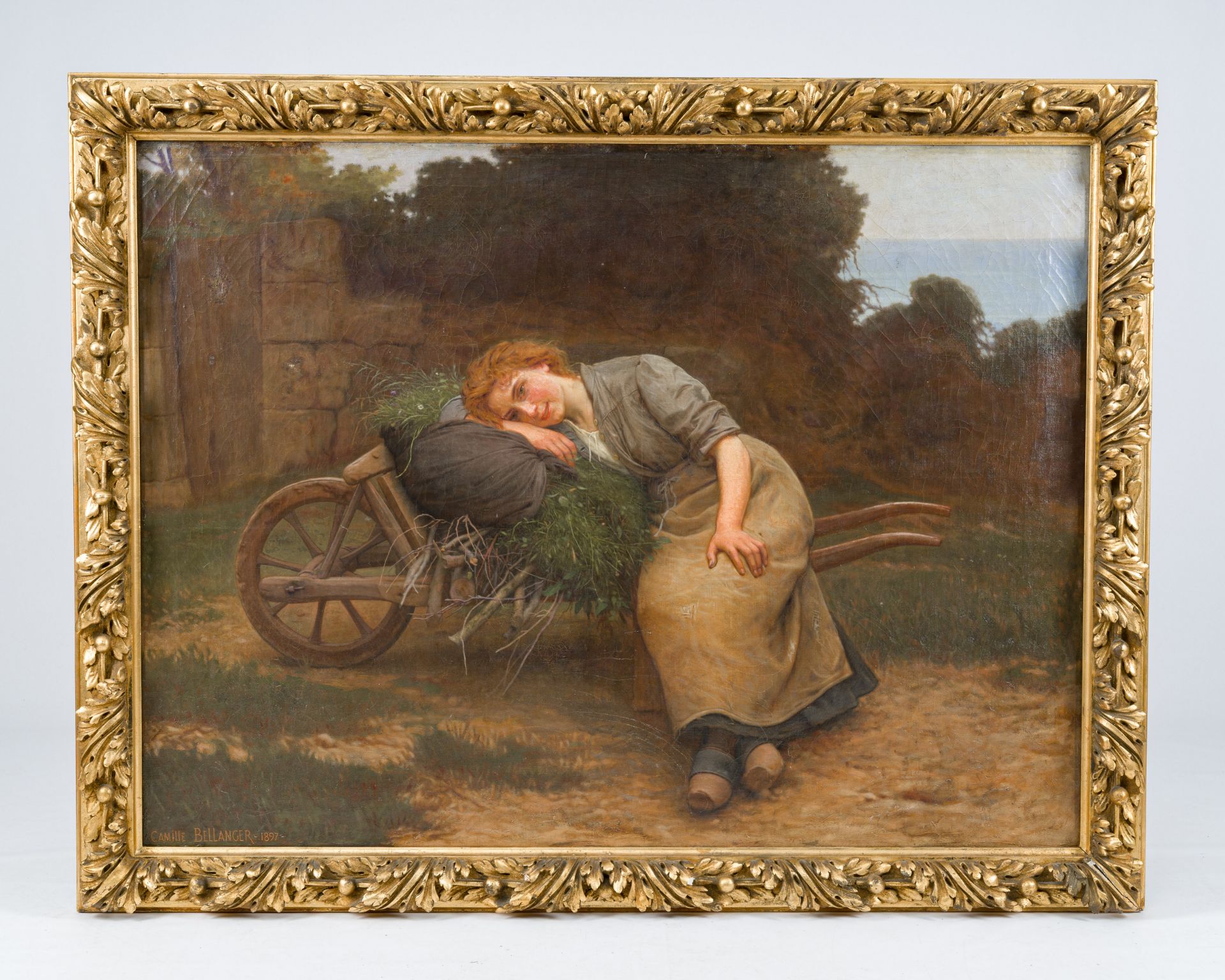 Camille Bellanger (1853-1923): The well-deserved rest, oil on canvas, dated 1897 - Image 2 of 5