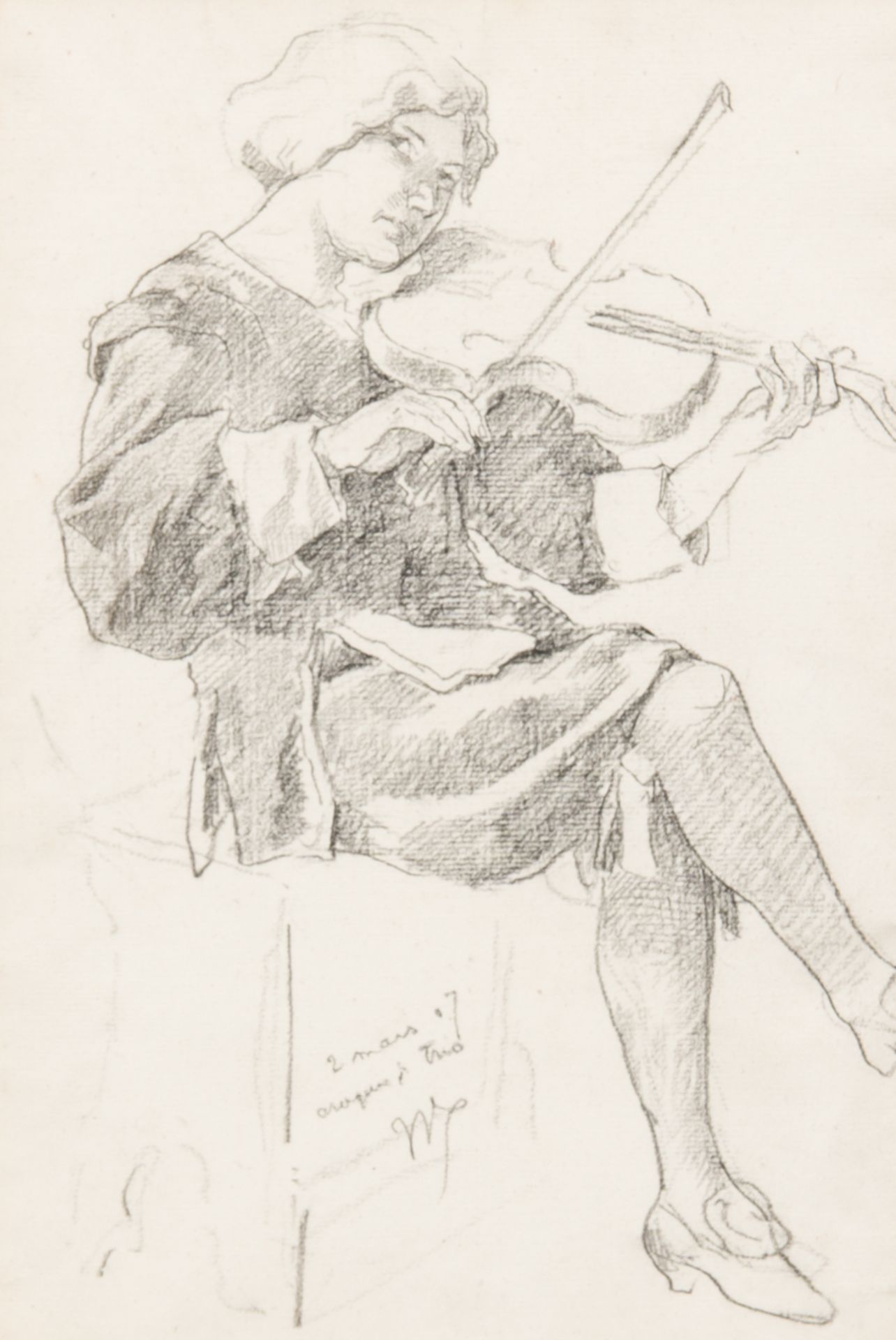 Albert Van Dijck (1902-1951) & Willem Geets (1838-1919): Two drawings, mixed media on paper - Image 3 of 6