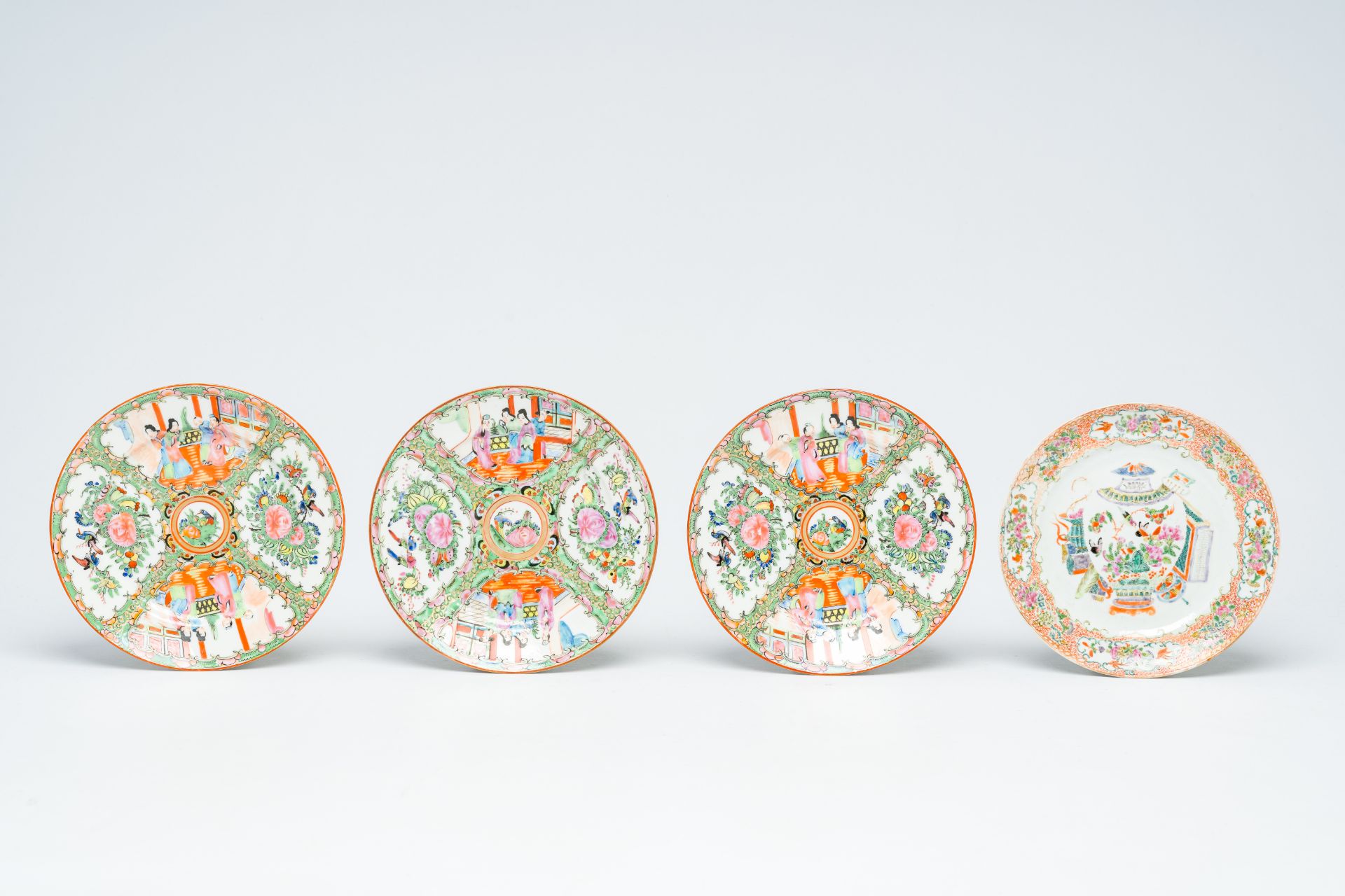 A varied collection of Chinese Canton famille rose plates and dishes, 19th/20th C. - Image 4 of 9