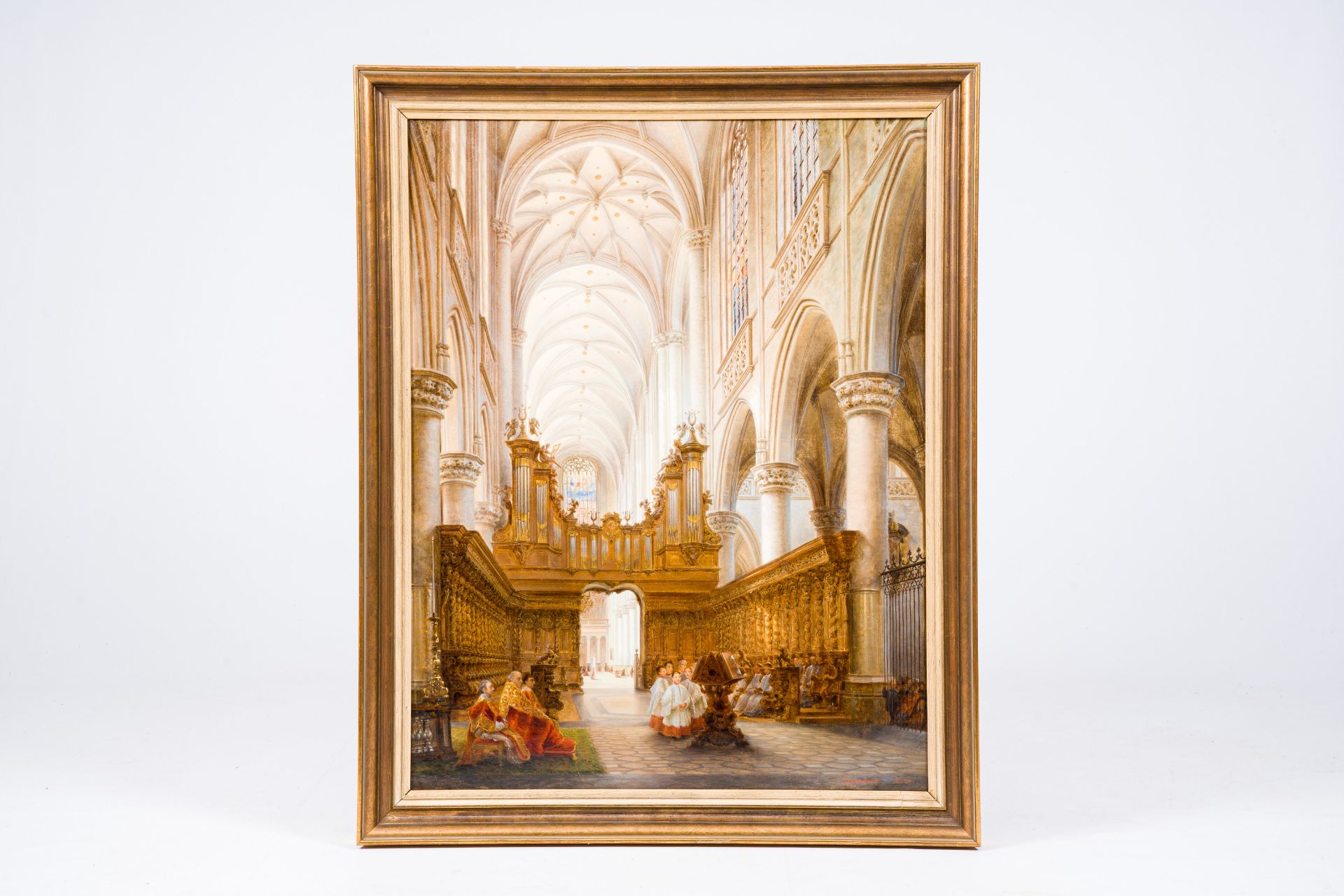 Jules Victor Genisson (1805-1860): Interior of the St. James' Church in Antwerp, oil on canvas, date - Image 2 of 6