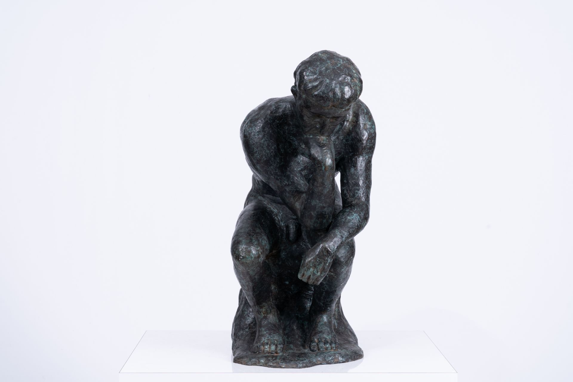 Auguste Rodin (1840-1917, after): The thinker, bronze with green marbled patina, 20th C. - Bild 2 aus 7