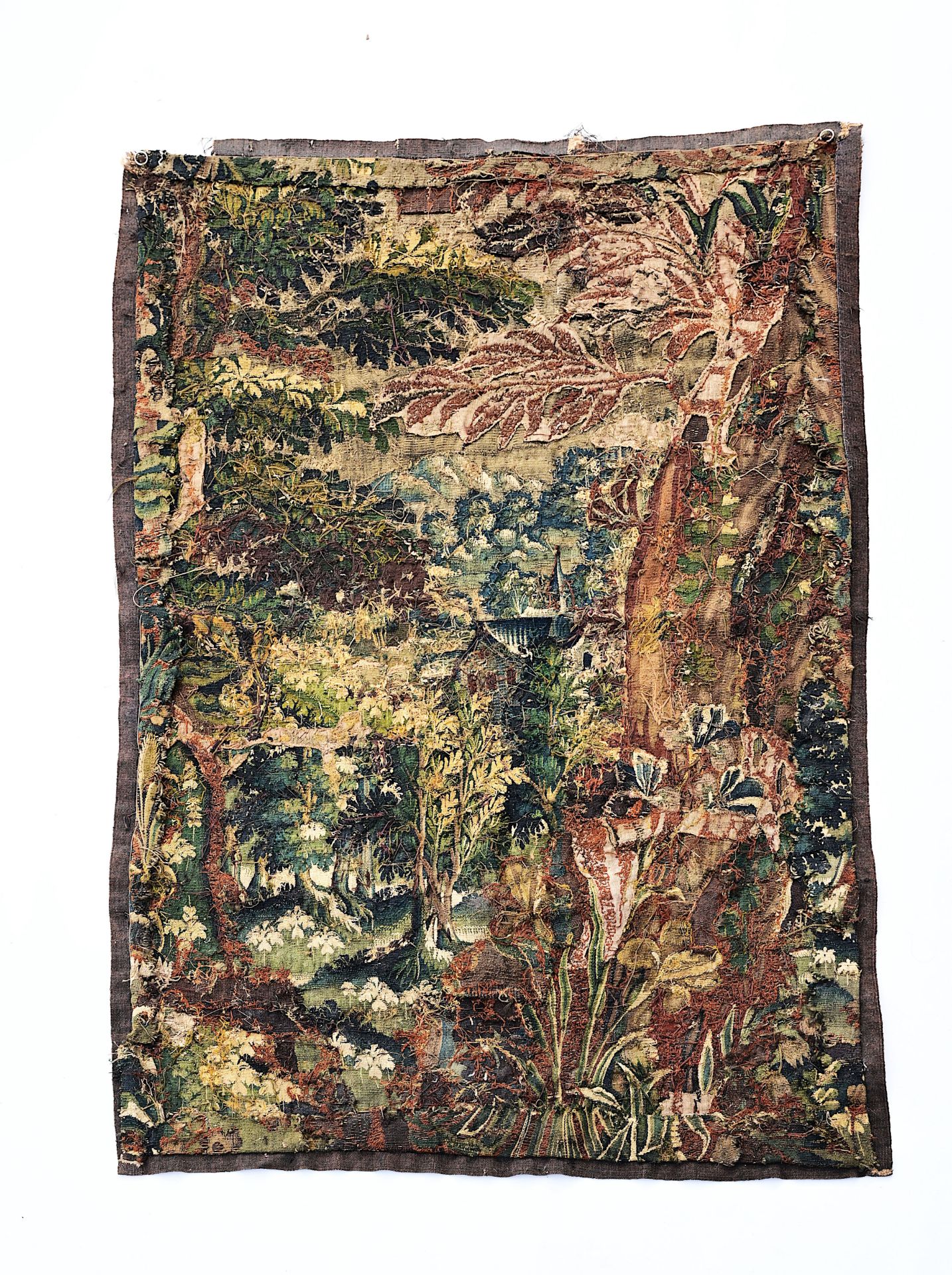 A Flemish wall tapestry with a forest view, 17th C. - Image 6 of 6