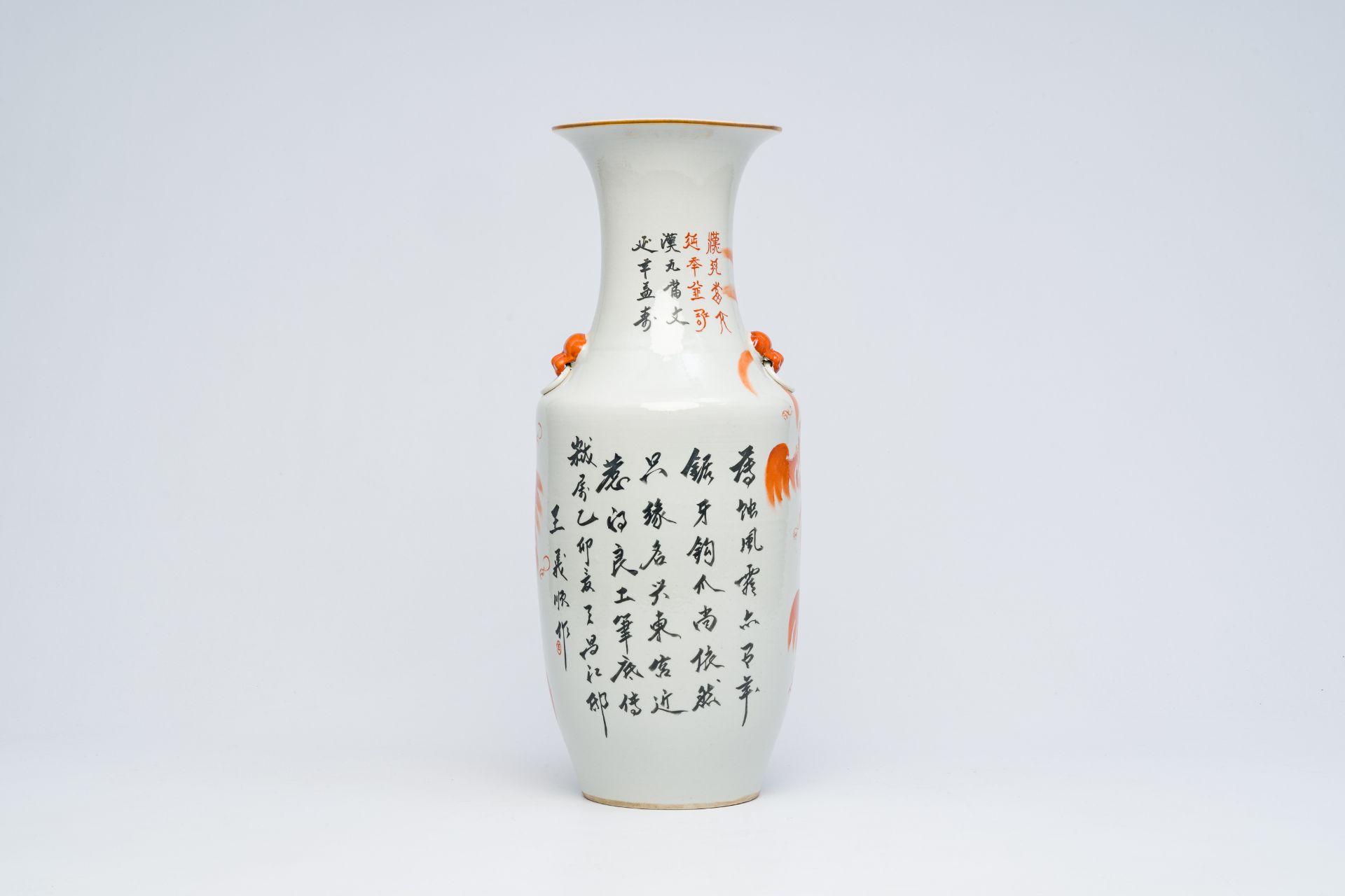 A Chinese iron-red 'Buddhist lions' vase, 19th C. - Image 6 of 12