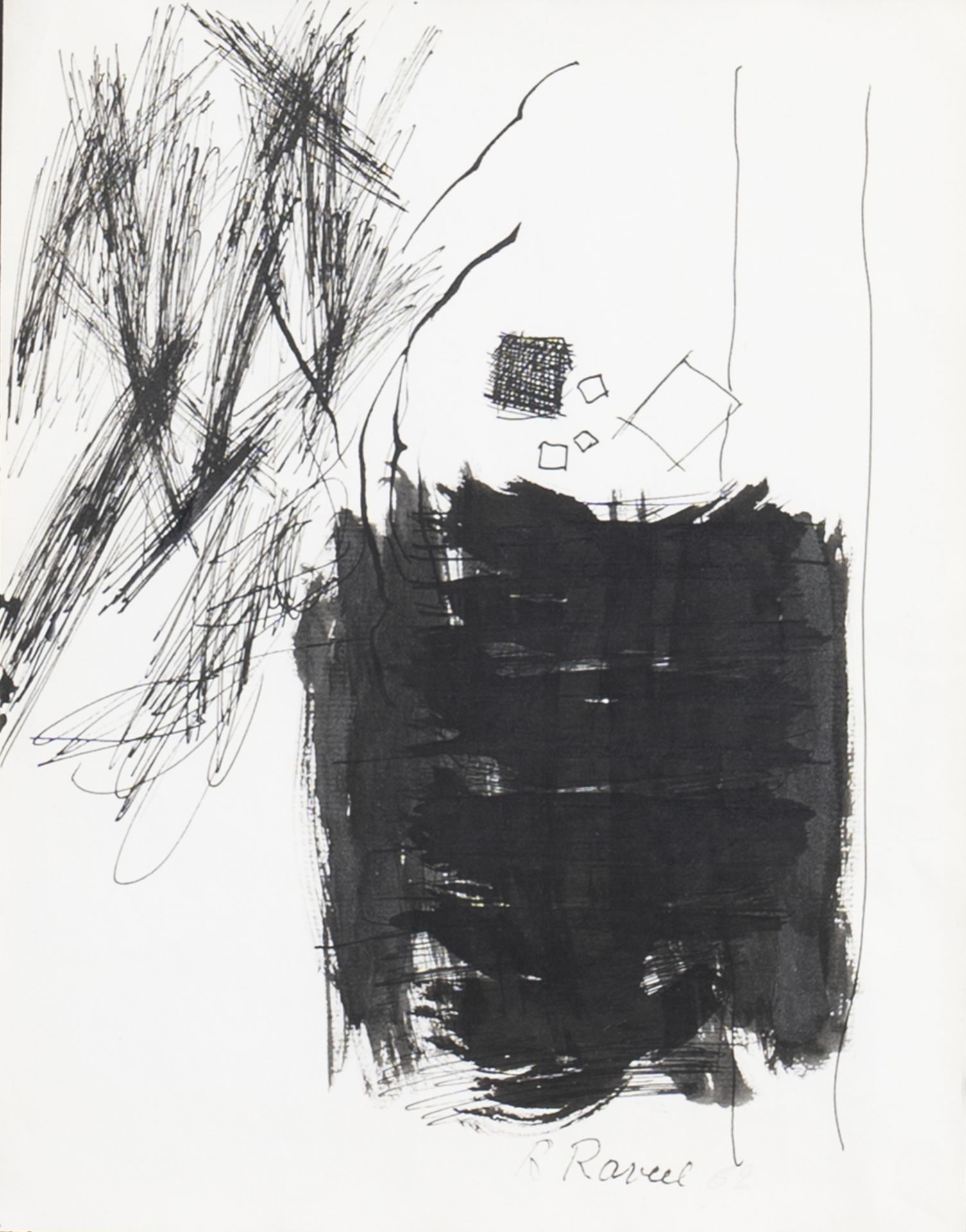 Roger Raveel (1921-2013): 'Met pen en penseel', ink on paper, dated (19)62