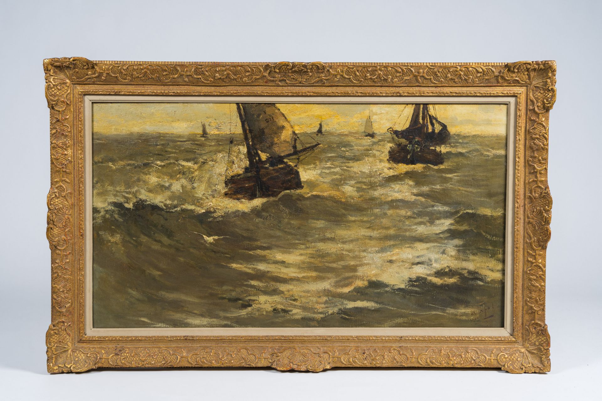 Armand Apol (1879-1950): Marine, oil on canvas, dated 1906 - Image 2 of 6