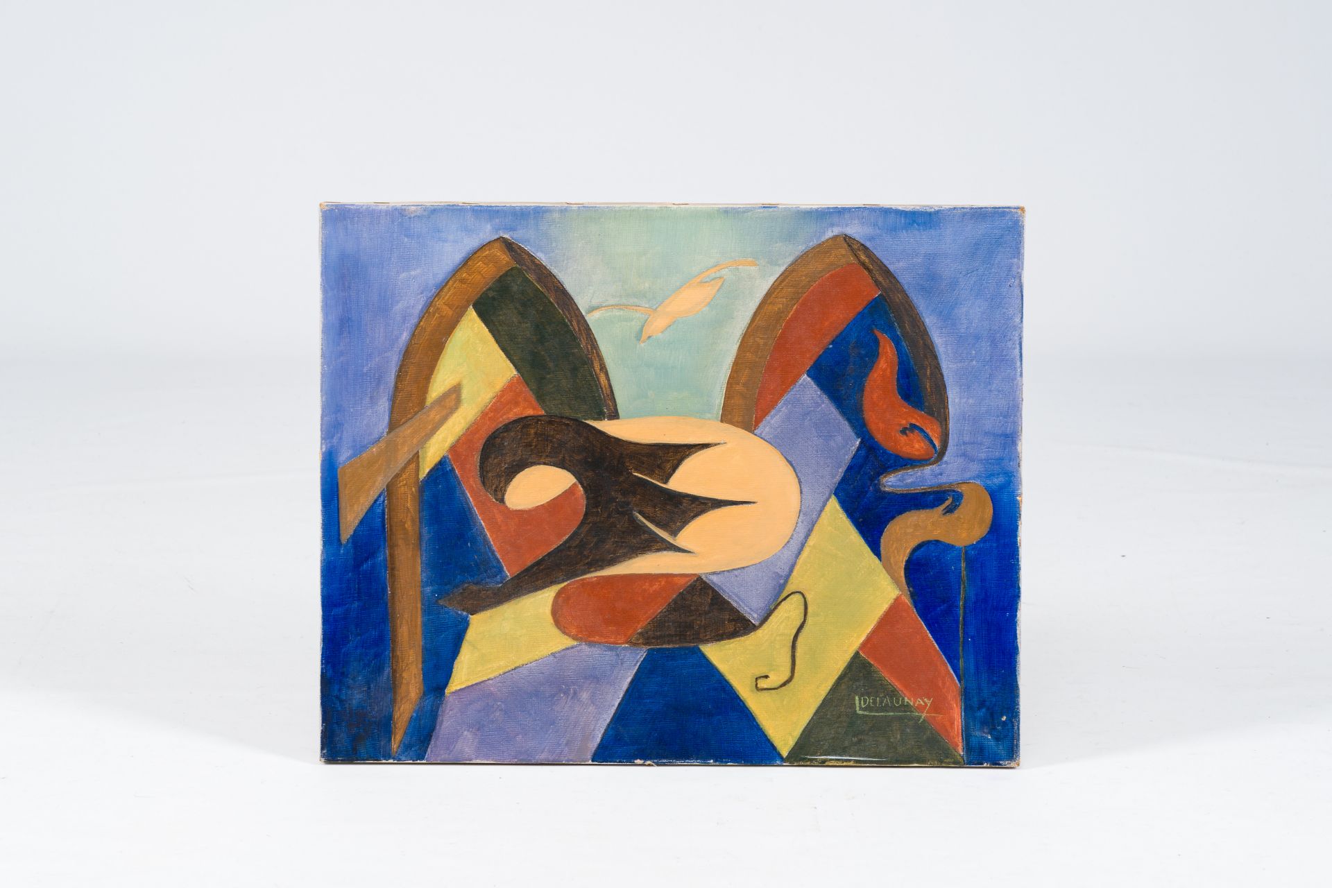 L. Delaunay (?): Abstract composition, oil on canvas, 20th C. - Image 2 of 5