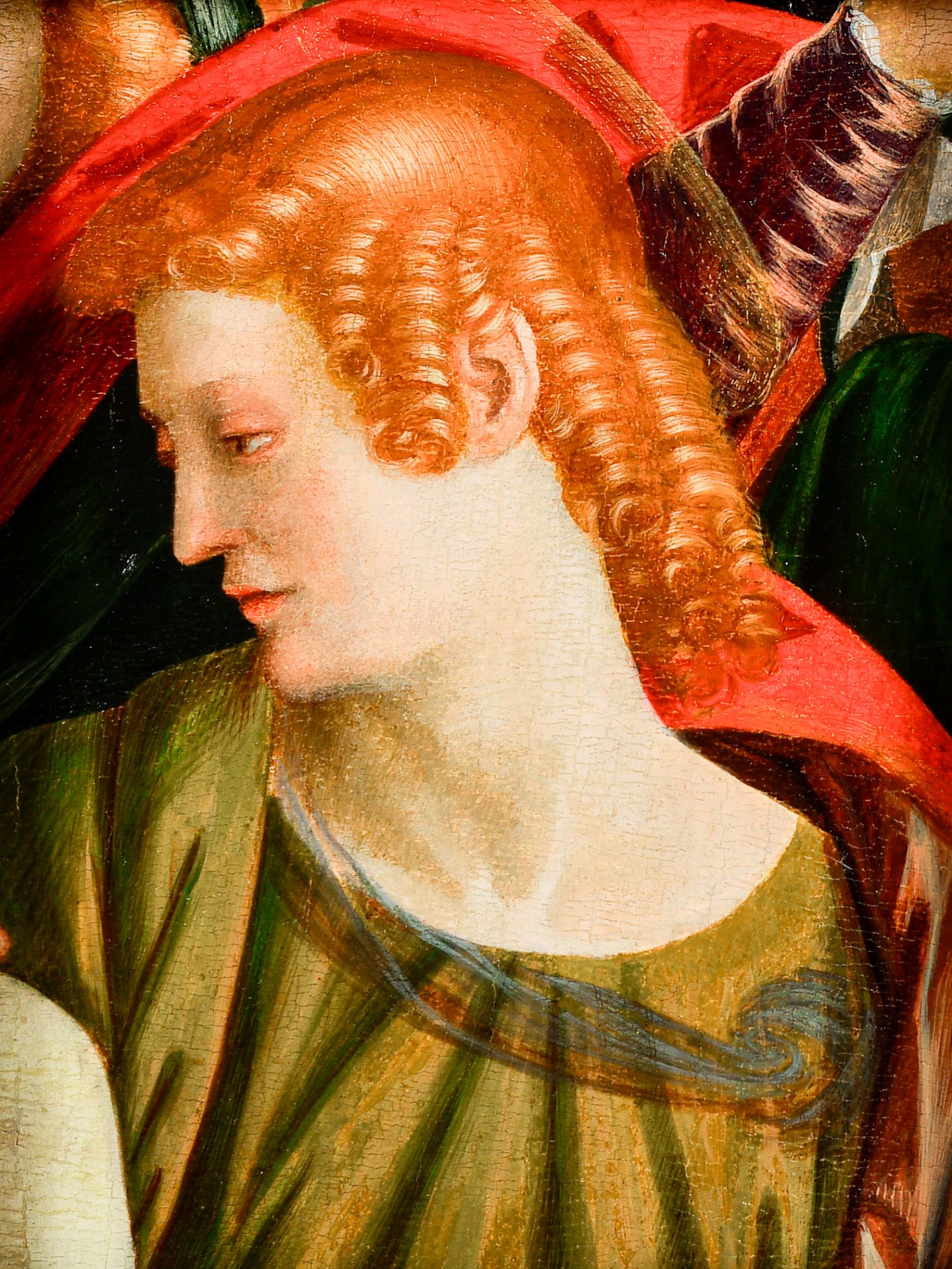 Italian school, probably Florence: An archangel, oil on panel, second quarter 16th C.