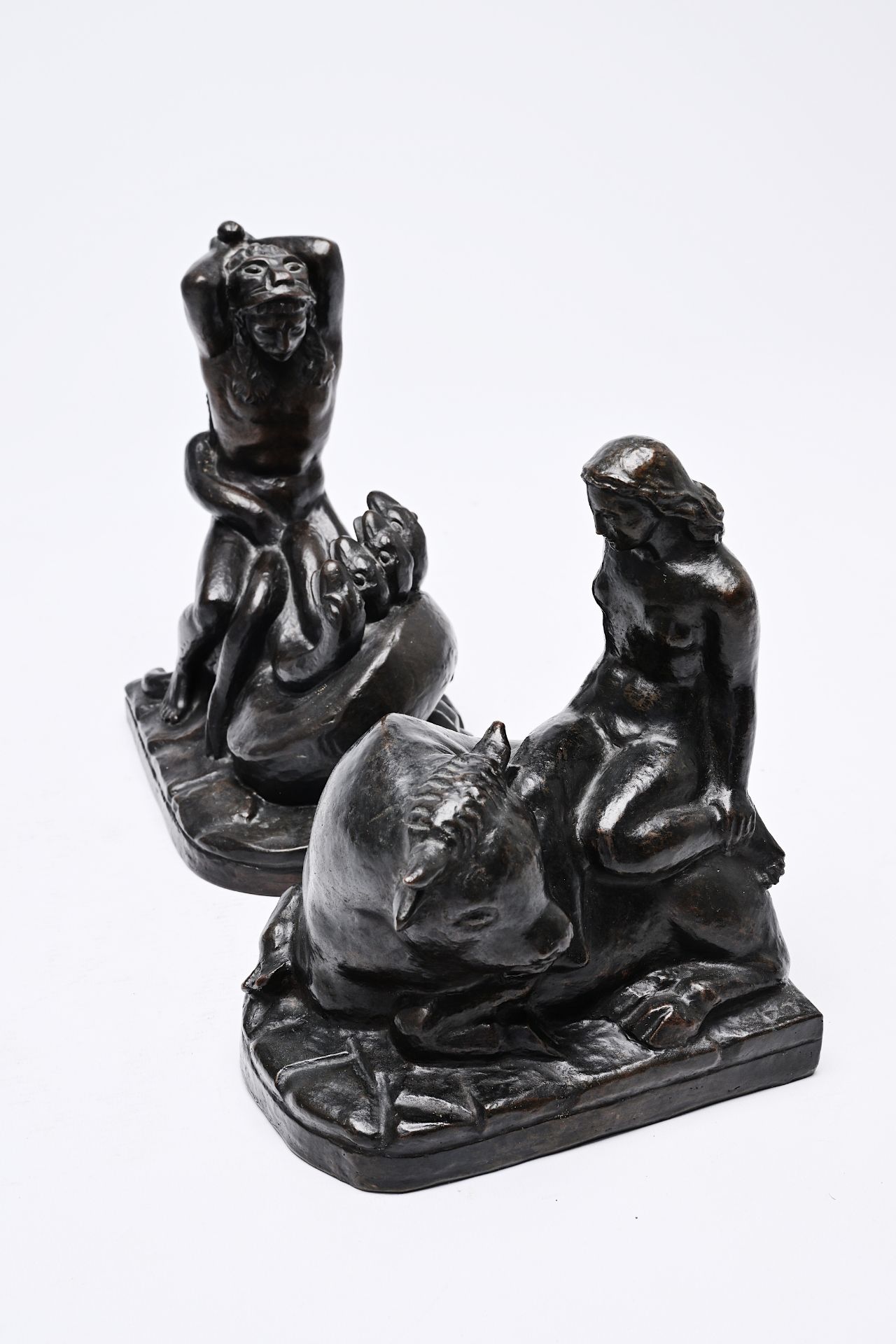 Antoine Vriens (1902-1987): Heracles and the Hydra of Lerna & Europa and the bull, patinated bronze, - Bild 9 aus 11