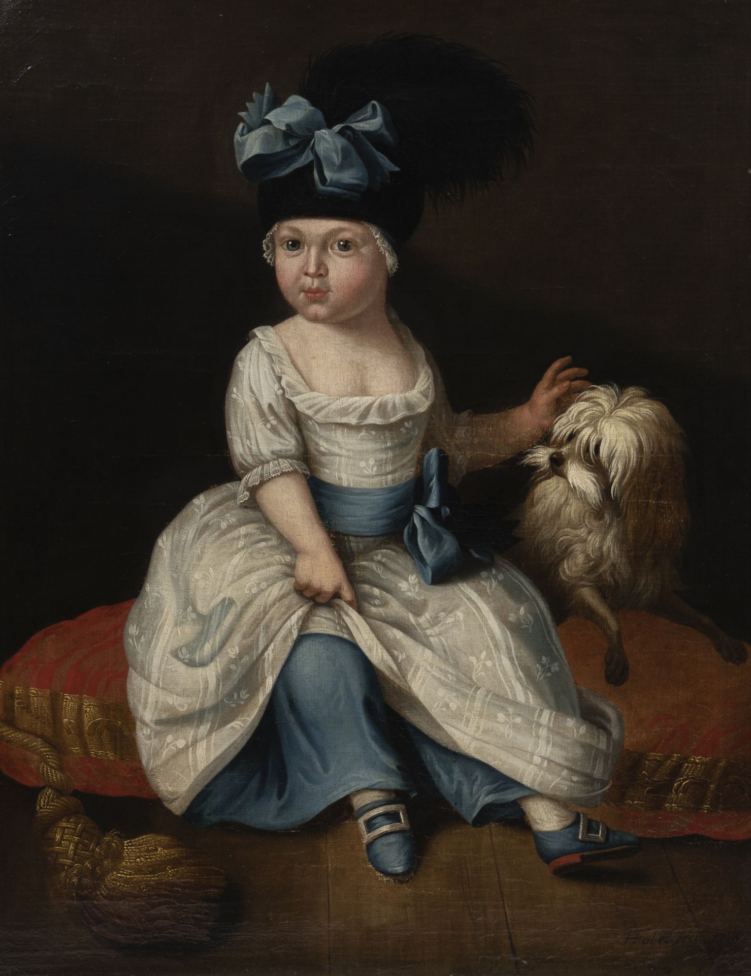 Johann Herman Faber (1734-1800, in the manner of): A child with a dog, oil on canvas, dated 1795, 18