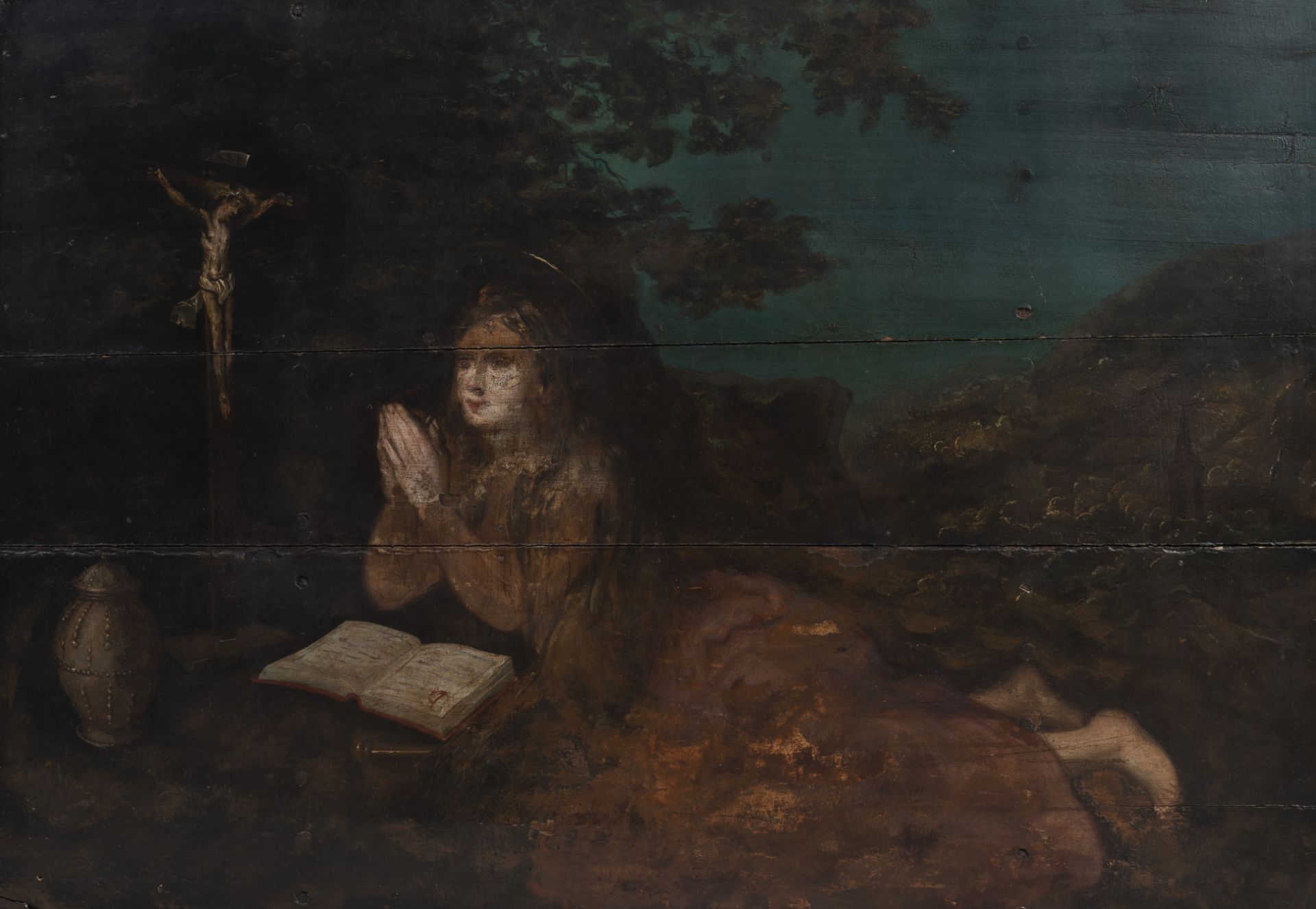 European school: The penitent Magdalene, oil on panel, 18th C.