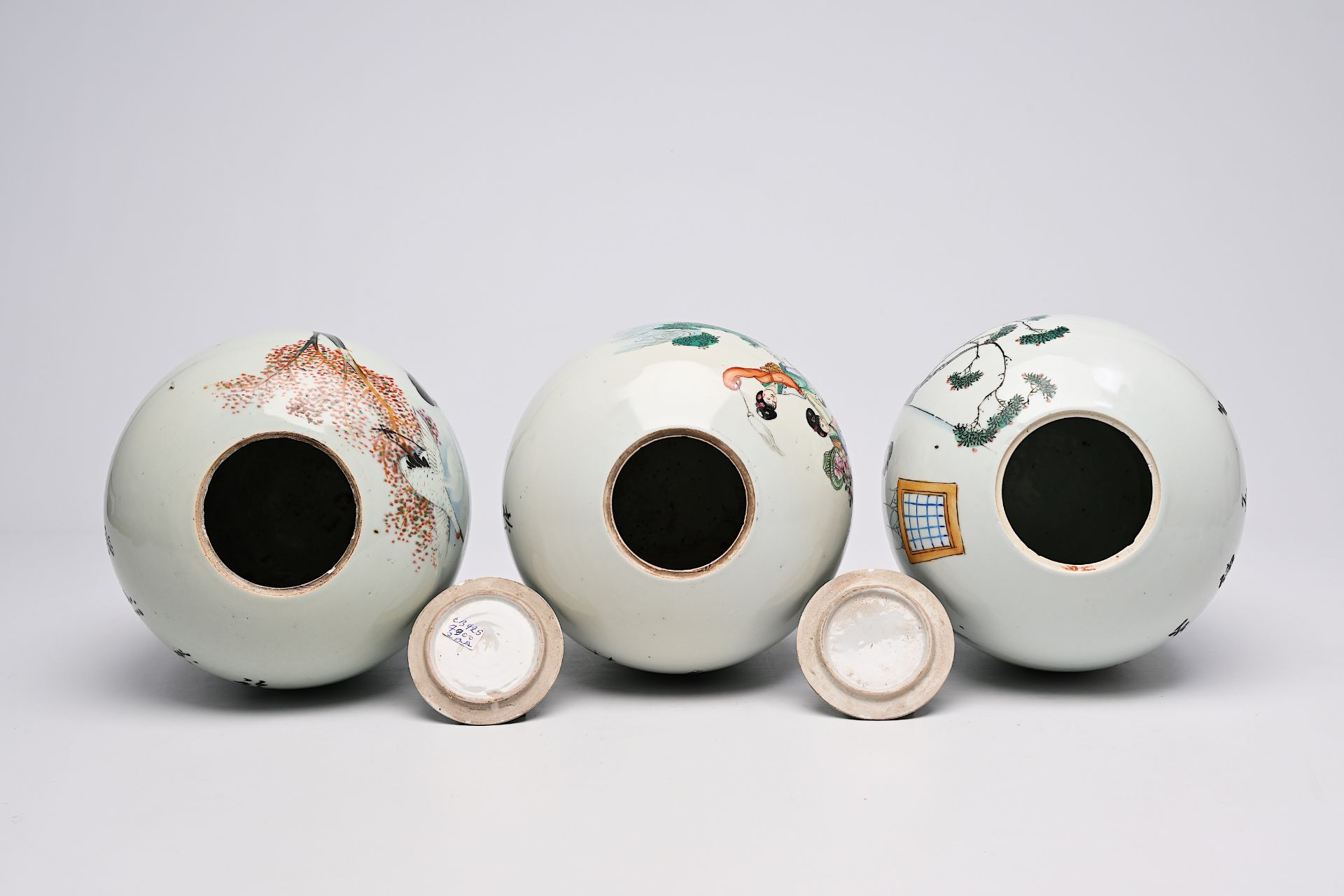 Six Chinese famille rose and qianjiang cai ginger jars with floral and figurative design, 19th/20th - Image 11 of 34