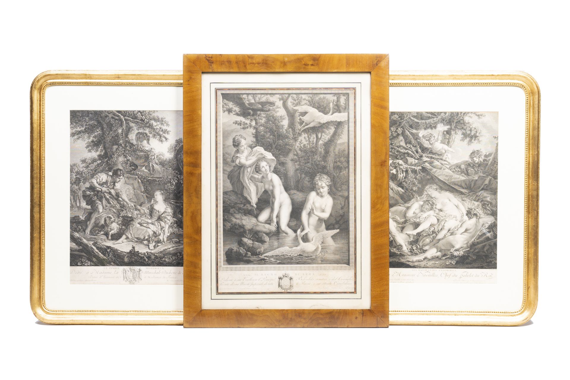 Three various engravings with mythological scenes, 19th C.