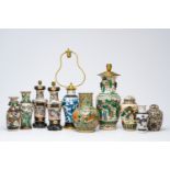 A varied collection of Chinese Nanking crackle glazed famille rose, verte, blue and white porcelain,
