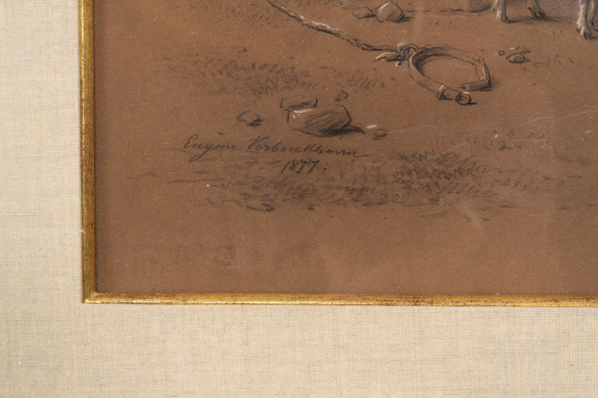 Eugene Verboeckhoven (1798-1881): Cattle in a landscape, mixed media on paper, dated 1877 - Bild 4 aus 4