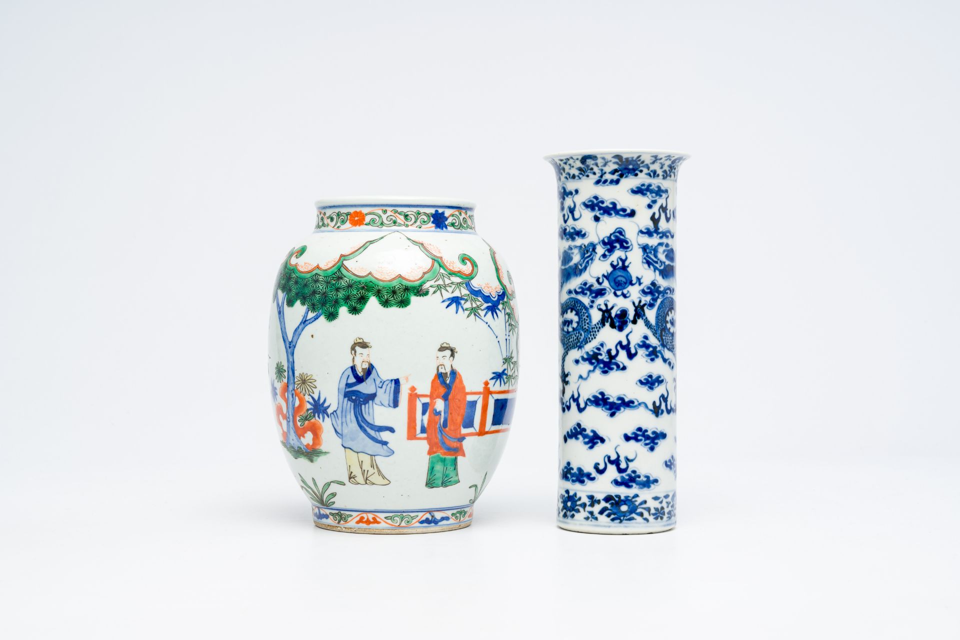 A varied collection of Chinese blue and white, famille rose and verte porcelain, Kangxi and later - Image 14 of 19