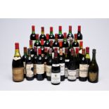A varied collection of French wines and a bottle of champagne Dom Perignon (1976), 1955-2014