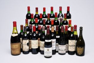 A varied collection of French wines and a bottle of champagne Dom Perignon (1976), 1955-2014