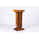 A burl wood veneered Art Deco column, first half 20th C.