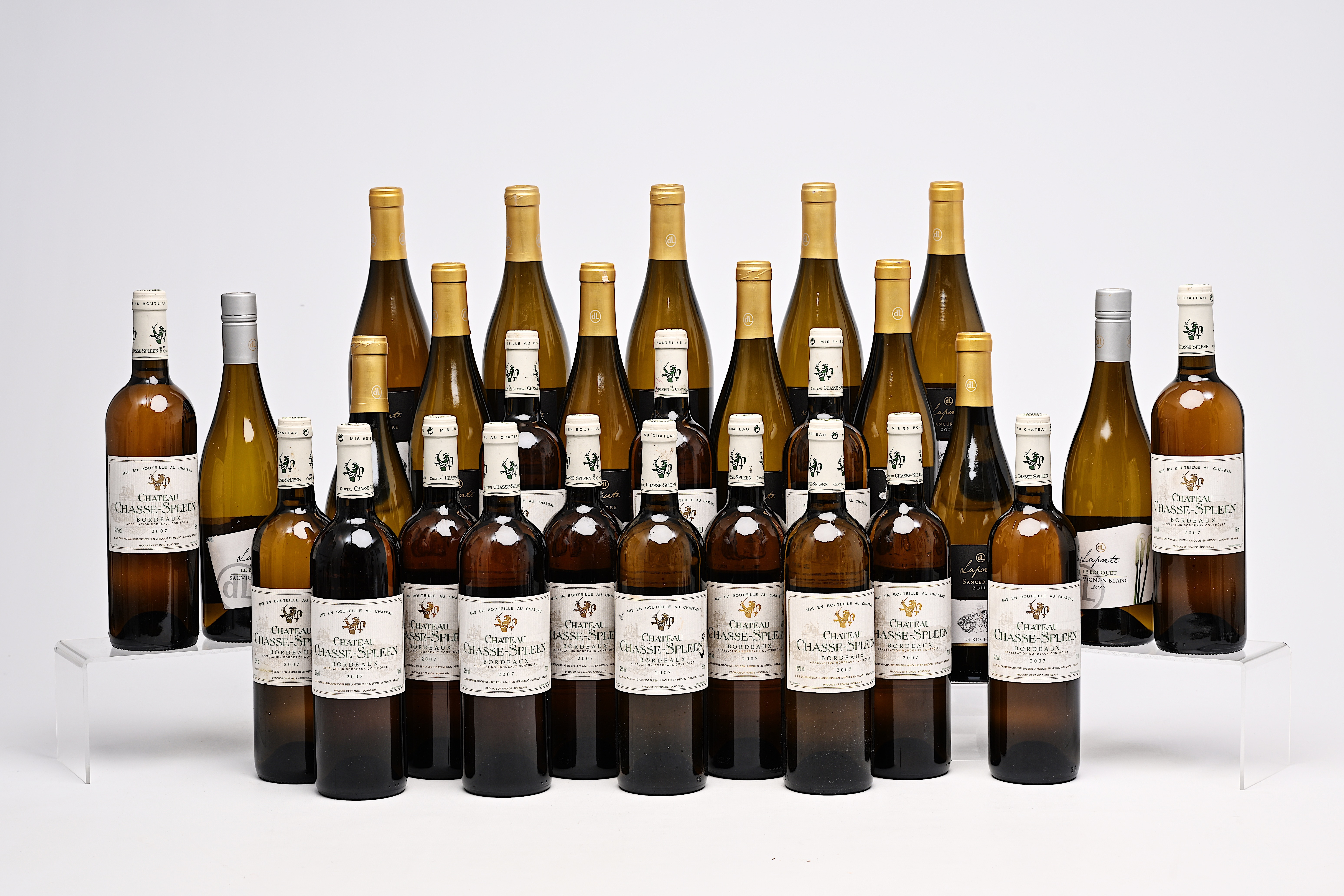 Fifteen bottles of Chateau Chasse-Spleen Bordeaux, eleven bottles of Laporte Sancerre Le Rochoy and