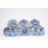 Twenty-six Dutch Delft blue and white dishes and plates, 18th C.