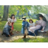 Charles Boom (1858-1938): A sunny Sunday afternoon in the park, oil on canvas, dated 1897