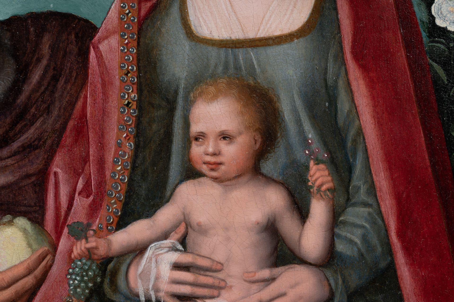 Pieter Claeissins (1500-1576): The Holy Family, oil on panel - Image 4 of 6