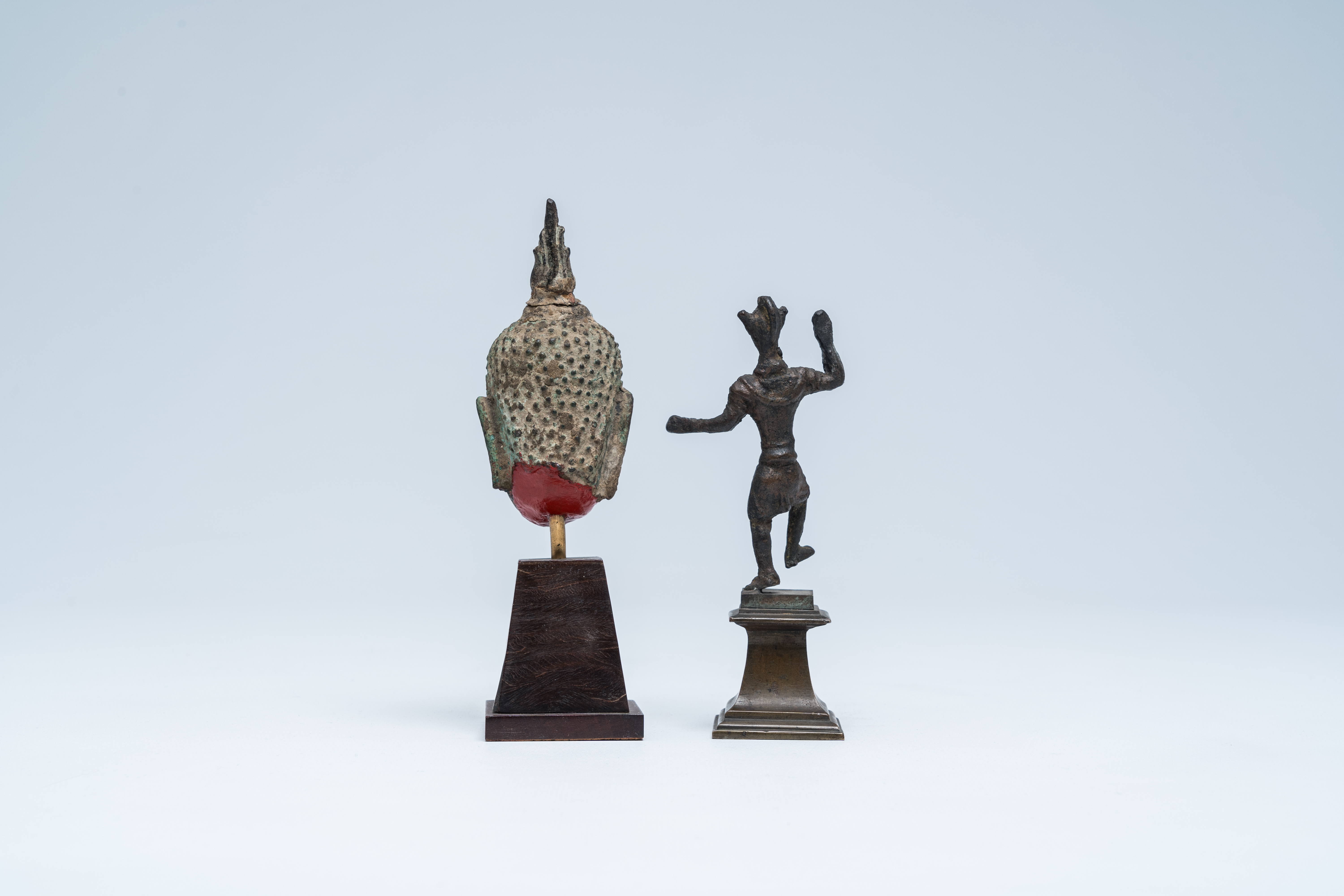 A bronze head of Buddha and a sculpture of a ritual dancer, Southeast Asia, 13th/17th C. - Image 4 of 7