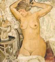 Leo Piron (1899-1962): Nu feminin (Marie-Josephe De Saedeleer), huile sur toile