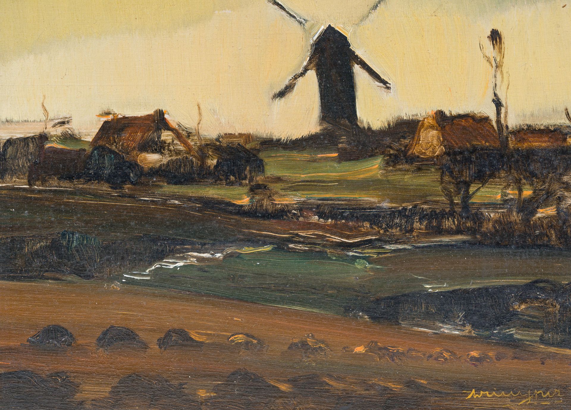 Alfons De Cuyper (1887-1950): Landscape with mill, oil on board