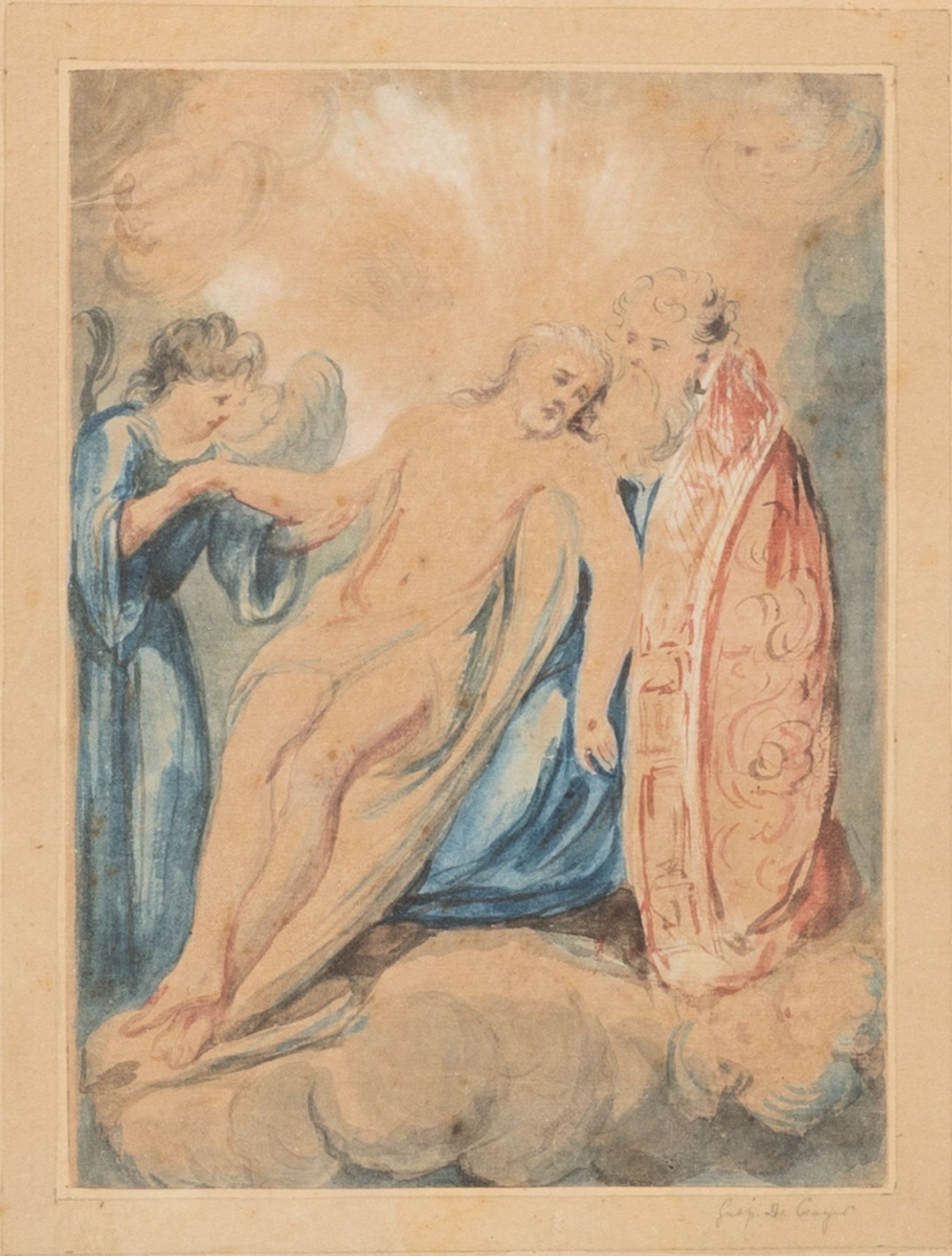 Flemish school, in the manner of Gaspard de Crayer (1584-1669): The ascension, watercolour on paper,