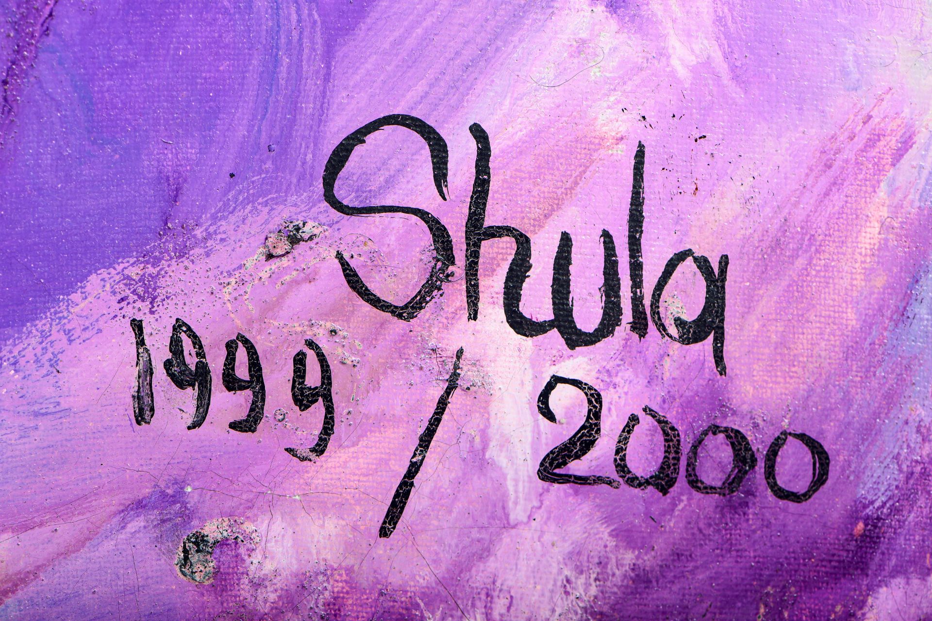 Jean Bosco Shula-Monsengo (Shula, 1959): 'Que nous reserve l'an 2000', oil on canvas, dated 2000 - Bild 4 aus 6