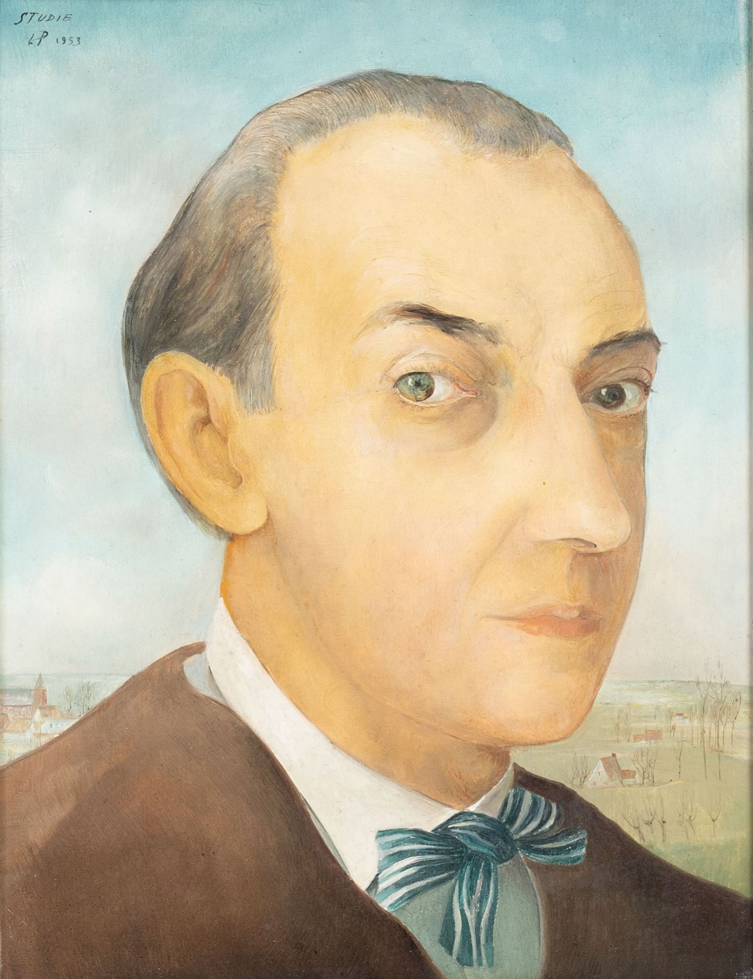 Leo Piron (1899-1962): 'Studie' (Self-portrait of the artist), oil on canvas, dated 1953
