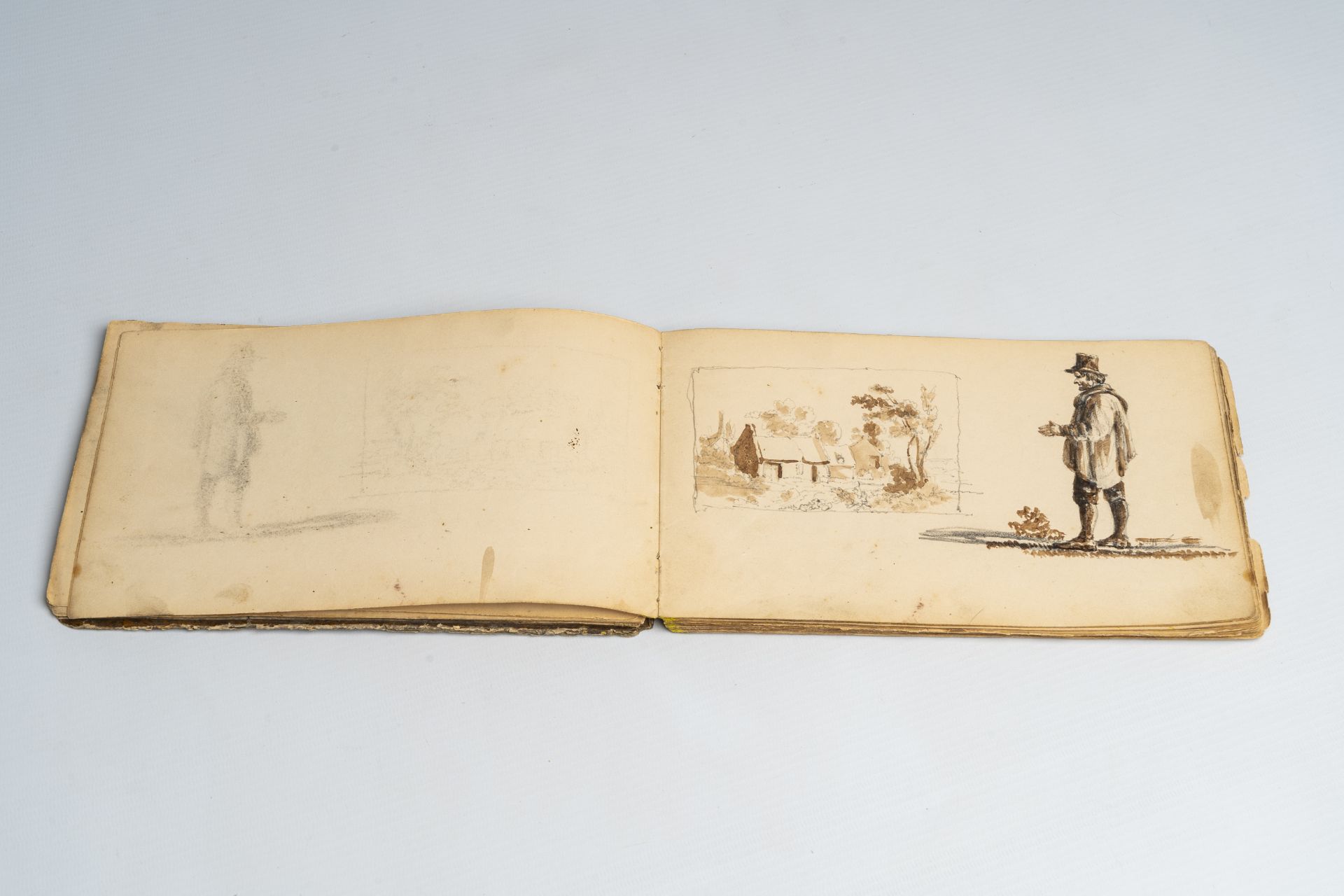 Ildephonse Stocquart (1819-1889): 'Croquis de paysage', sketchbook, pencil and watercolour on paper, - Image 5 of 7