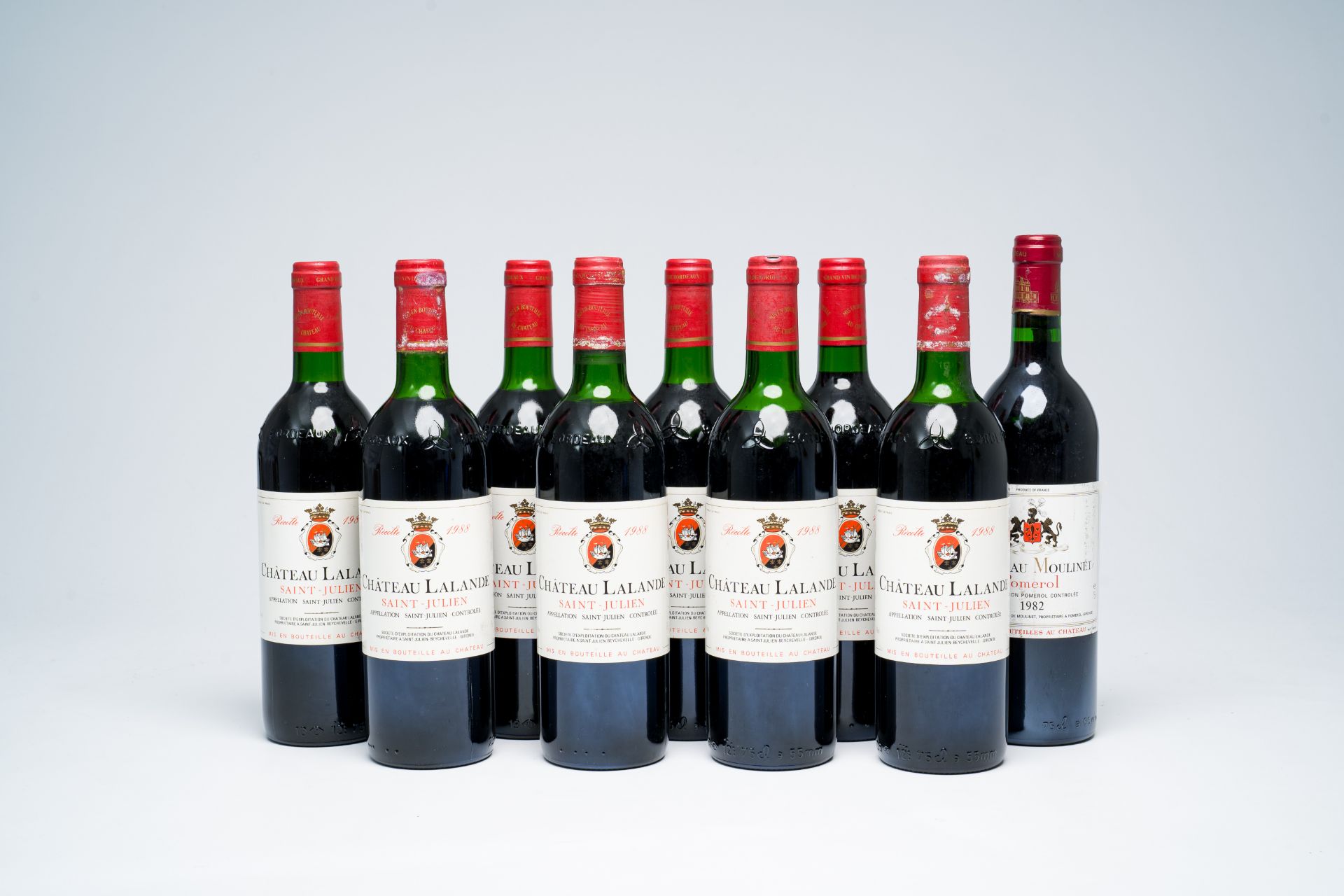 Nine bottles of Chateau Lalande, Saint-Julien, 1988
