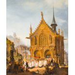 Jehan Marchant Dubois D'Hault (act. 1835-1848): A Marian procession in Normandy, oil on panel, dated