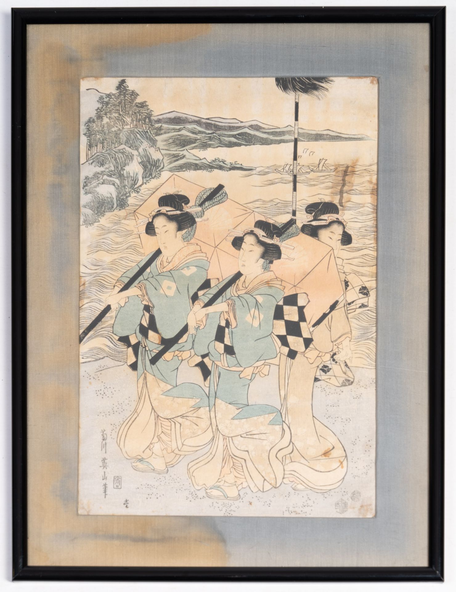 Kikugawa Eizan (1787-1869): Five prints with Japanese beauties, woodblock or ukiyo-e, Edo, 19th C. - Bild 5 aus 6