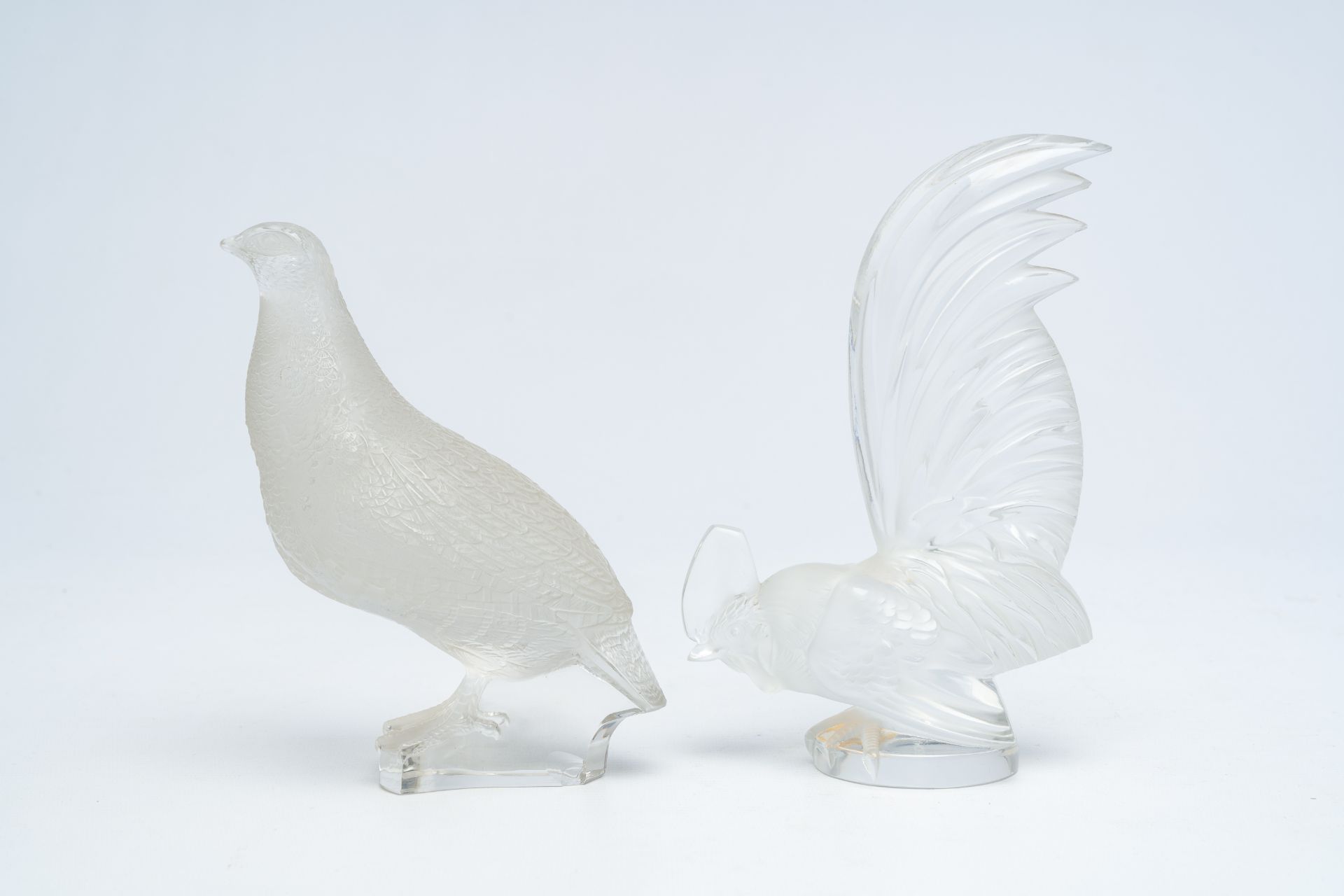 Two glass models of a rooster and a quail, marked Lalique France, 20th C. - Bild 4 aus 8