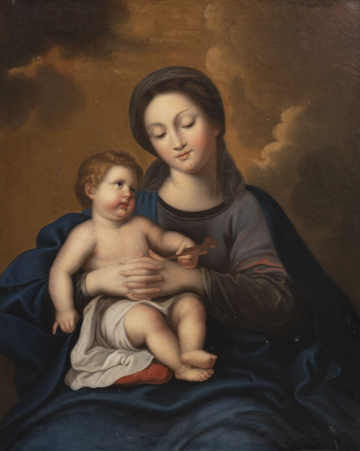 Flemish school: Madonna and Child, oil on canvas, 18th C.