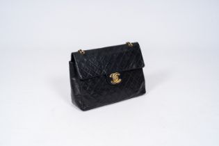 A black leather Coco Chanel handbag, second half 20th C.