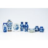 A varied collection of Chinese blue and white porcelain with floral design, 19th/20th C.