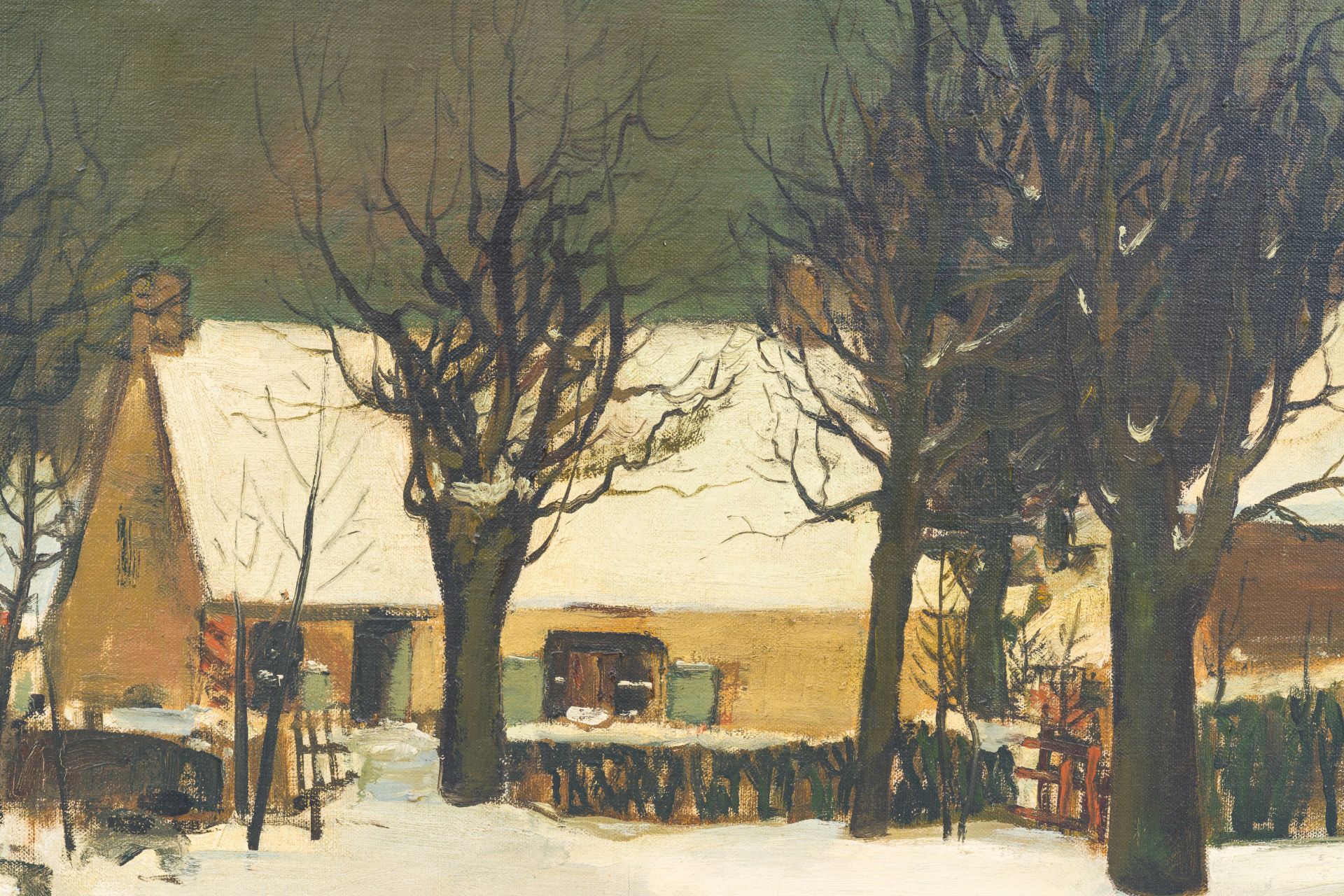 Albert Jozef Claeys (1889-1967): Winter landscape with farm, oil on canvas - Image 4 of 5