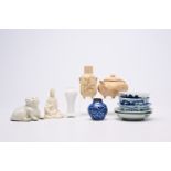 A varied collection of Chinese Yixing stoneware, blue and white and blanc de Chine porcelain, Wanli