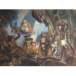 Floris Jespers (1889-1965): The discovery of Africa, oil on canvas marouflated on board