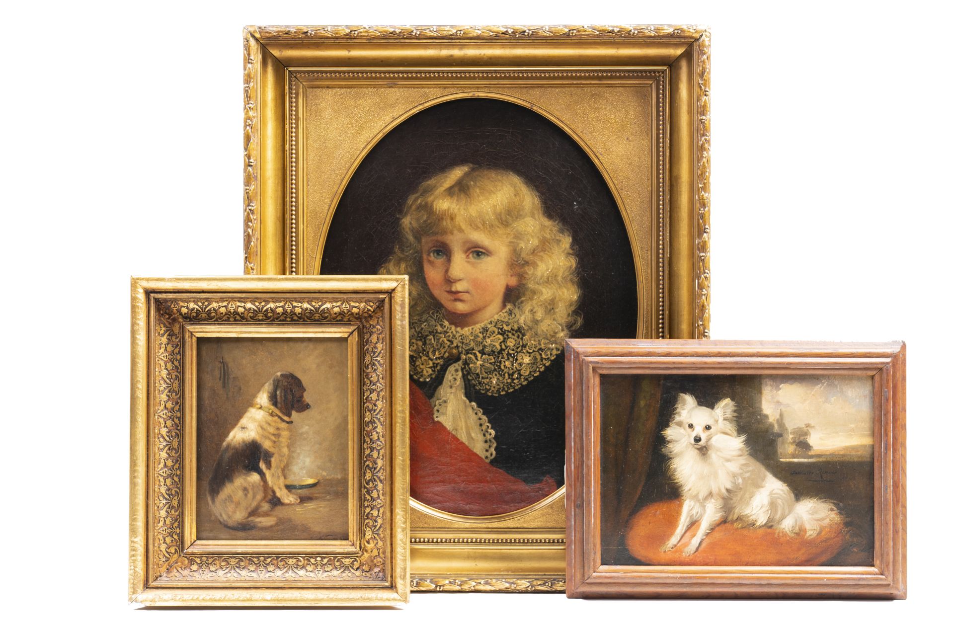 Belgian school: Three various works, oil on canvas, board and panel, 19th/20th C.