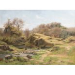 Theodore Baron (1840-1899): Impressive landscape with a stream, oil on canvas