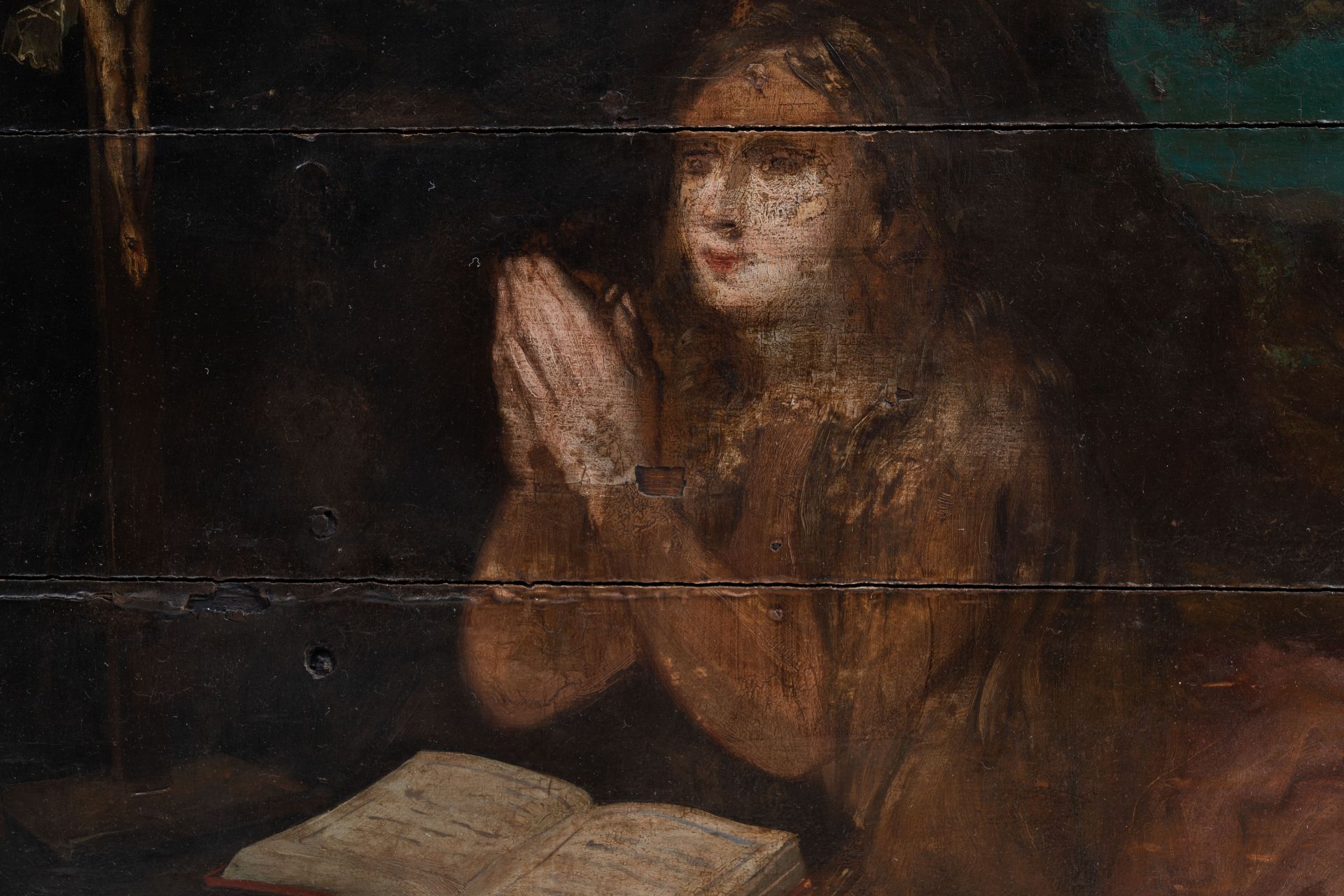 European school: The penitent Magdalene, oil on panel, 18th C. - Bild 3 aus 4