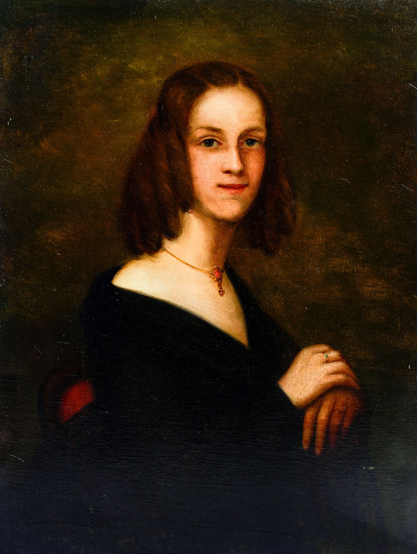 Belgian school: Portrait of a lady, oil on canvas, 19th C.